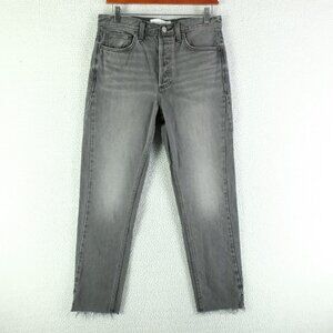 Denim Forum Jeans Womens 27 Gray Ex Boyfriend Stone Wash Raw Hem Cropped
